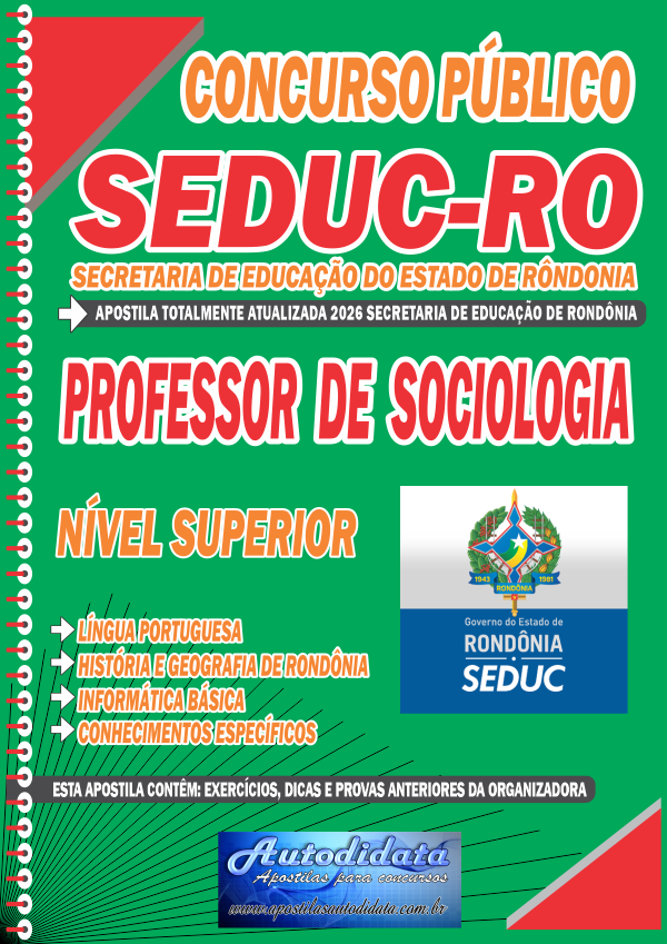 Capa de Apostila concurso SEDUC Rondônia 2026 – Professor de Sociologia