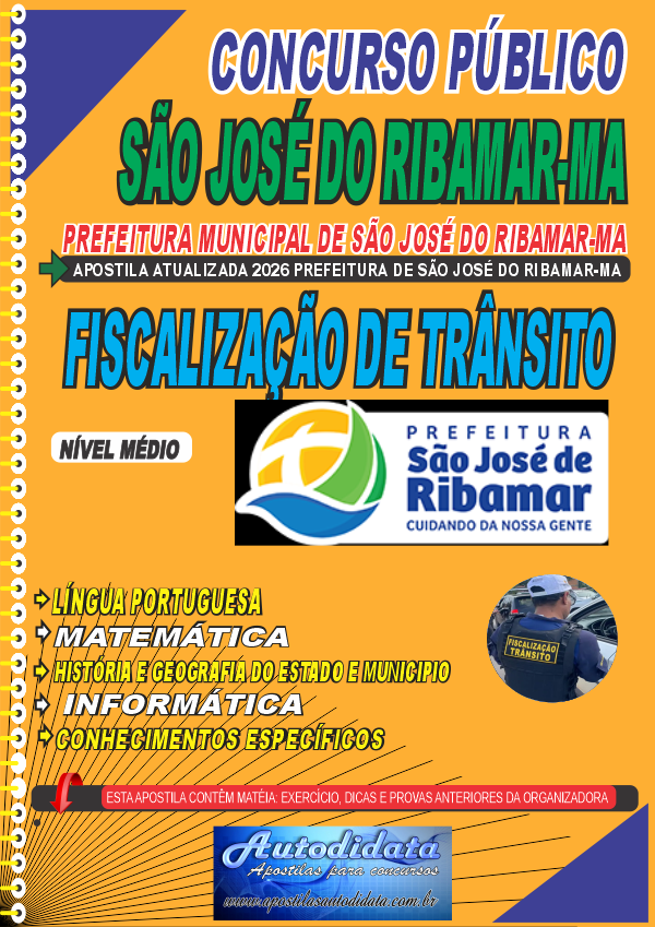 Capa de Apostila concurso São José de Ribamar - MA 2026 - Fiscalização de Trânsito