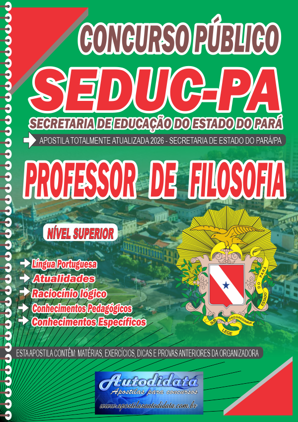 Capa de Apostila concurso da Seduc PA 2026 Secretaria Educação do Pará - Professor de Filosofia