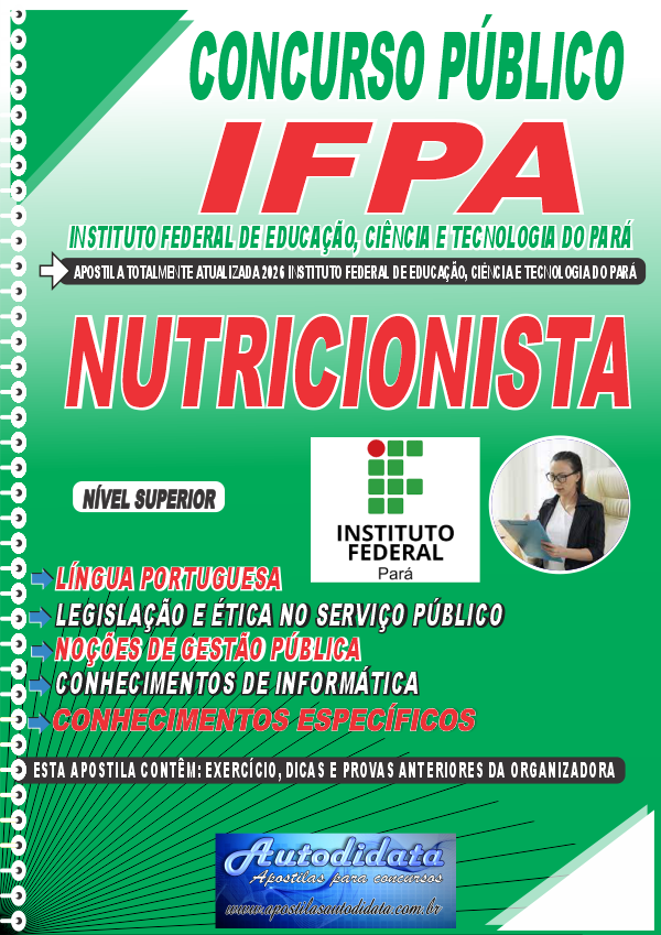 Capa de Apostila concurso IFPA 2026 Nutricionista