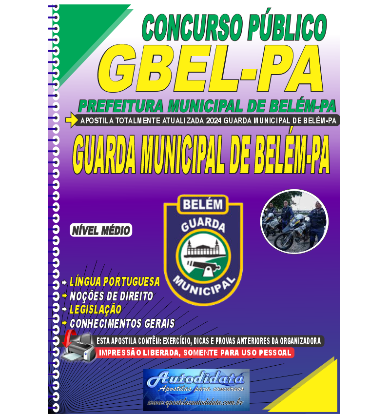 Capa de Apostila concurso da Guarda Municipal de Belém-PA 2026 Guarda Municipal