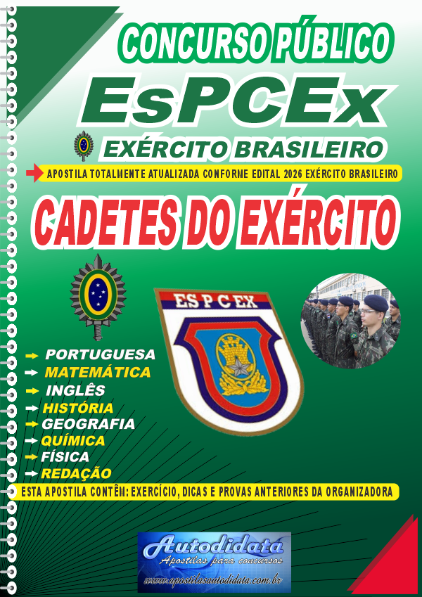 Capa de Apostila Concurso do Exército ESPCEX 2026 Cadetes do Exército
