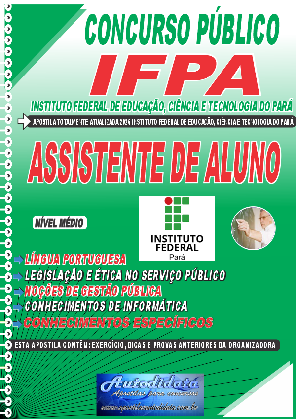 Capa de Apostila concurso IFPA 2026 Assistente de Aluno