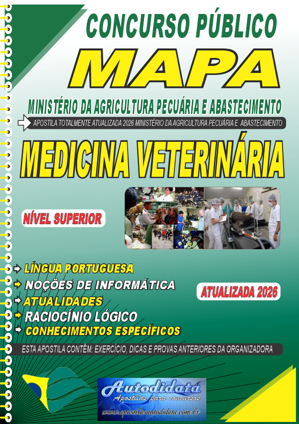 Capa de Apostila concurso do MAPA Ministério da Agricultura 2026 - Medicina Veterinária