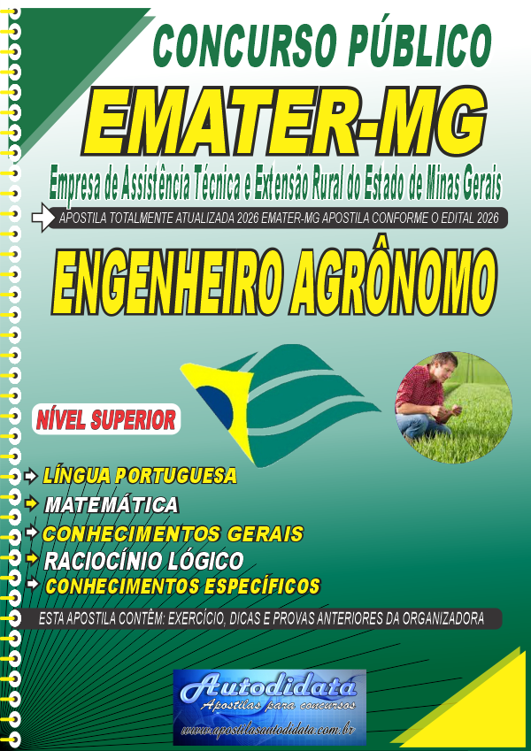 Capa de Apostila concurso da EMATER-MG 2026 - Extensionista Agropecuário II – Agrônomo
