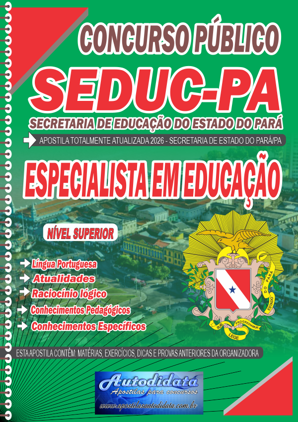 Capa de Apostila concurso da Seduc PA 2026 Secretaria Educação do Pará - Especialista em Educação