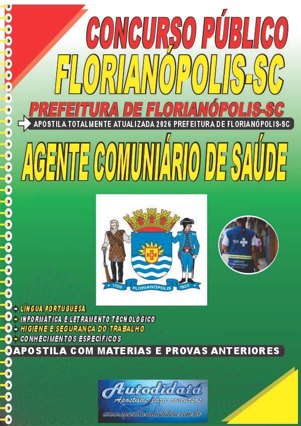 Capa de Apostila Processo Seletivo da Prefeitura de Florianópolis SC 2026 - Agente de Saúde