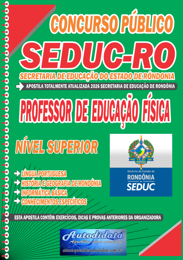 Capa de Apostila concurso SEDUC Rondônia 2026 – Professor de Educação Física