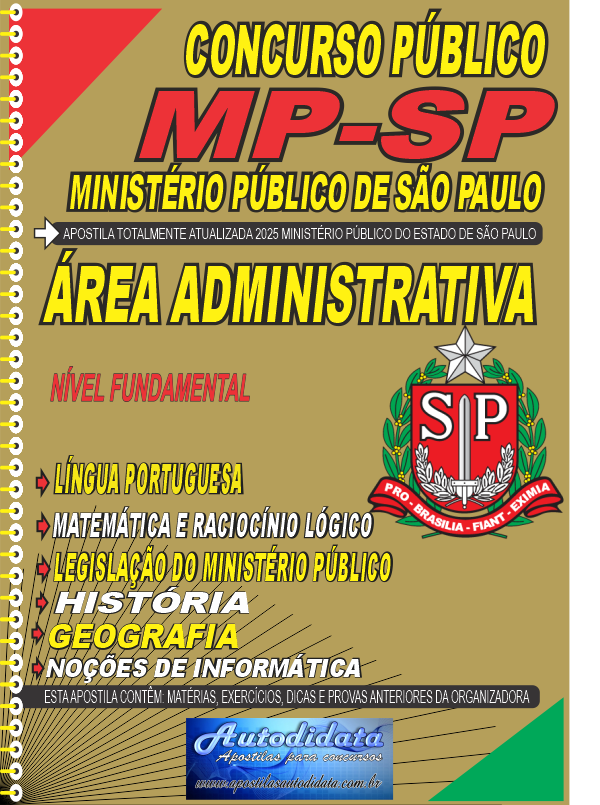 Capa de Apostila concurso MP SP 2026 Ministério Público São Paulo Administrativo