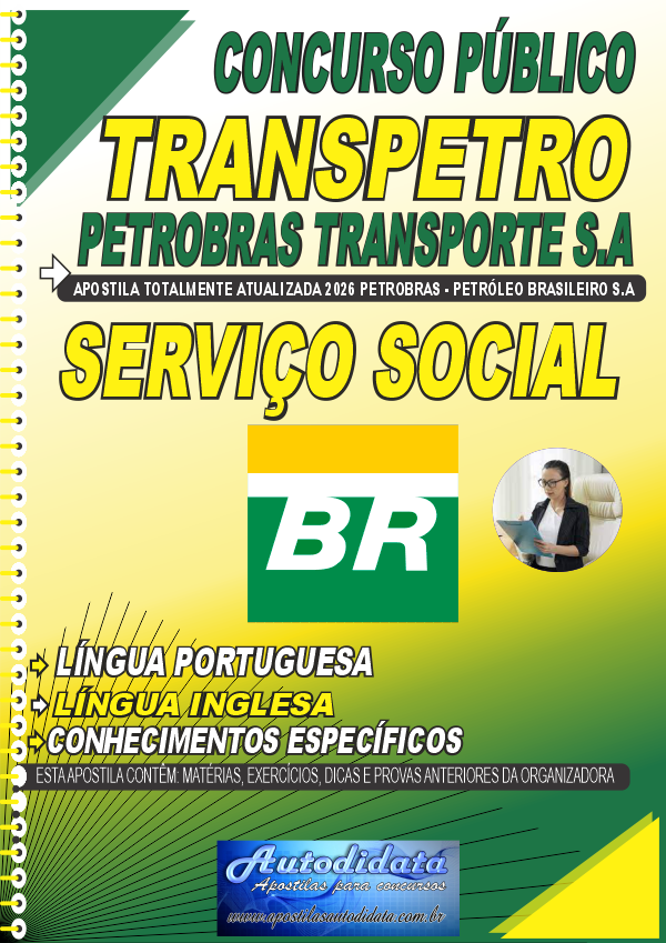 Capa de Apostila concurso Petrobras Transpetro Transporte 2026 Serviço Social