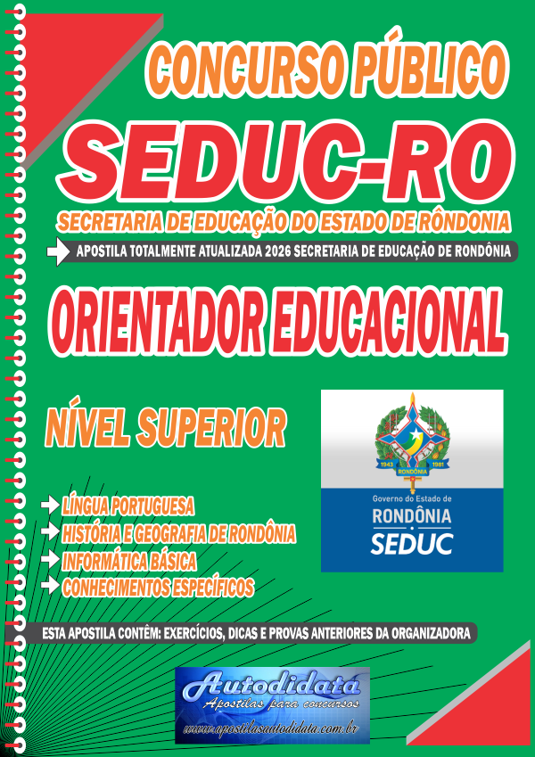 Capa de Apostila concurso SEDUC Rondônia 2026 – Orientador Educacional