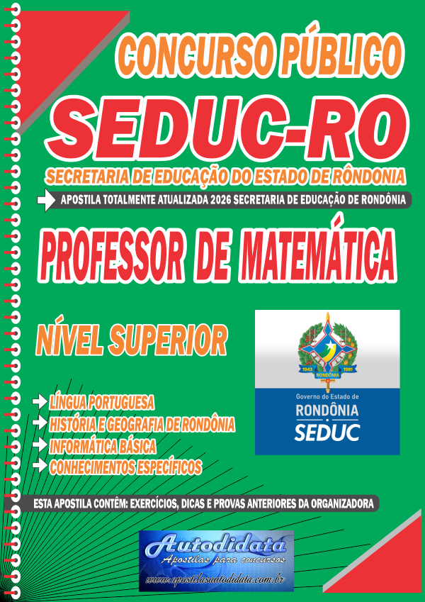 Capa de Apostila concurso SEDUC Rondônia 2026 – Professor de Matemática
