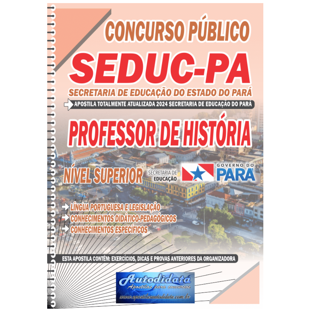 Capa de Apostila digital Concurso SEDUC – PA 2026 – Professor de História