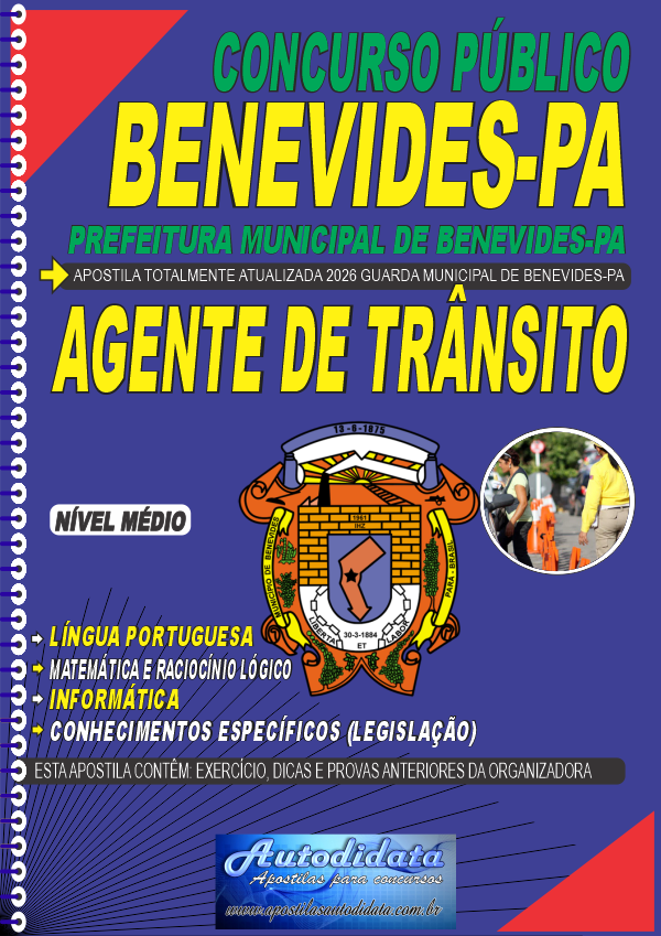 Capa de Apostila concurso Prefeitura de Benevides PA 2026 - Agente de Trânsito