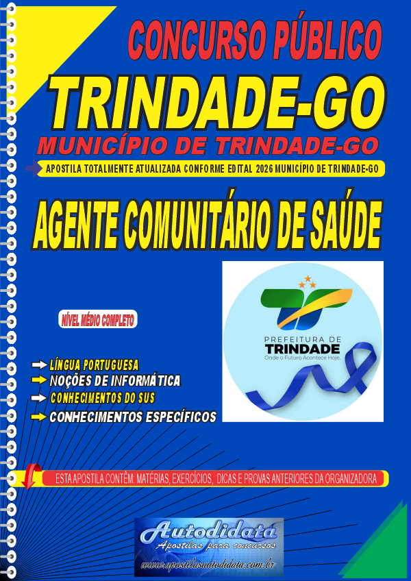 Capa de Apostila Município de Trindade - GOIÁS 2026 - Agente Comunitário de Saúde