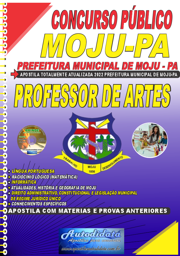 Capa de Apostila Concurso Prefeitura de Moju - PA 2022 Professor de Artes