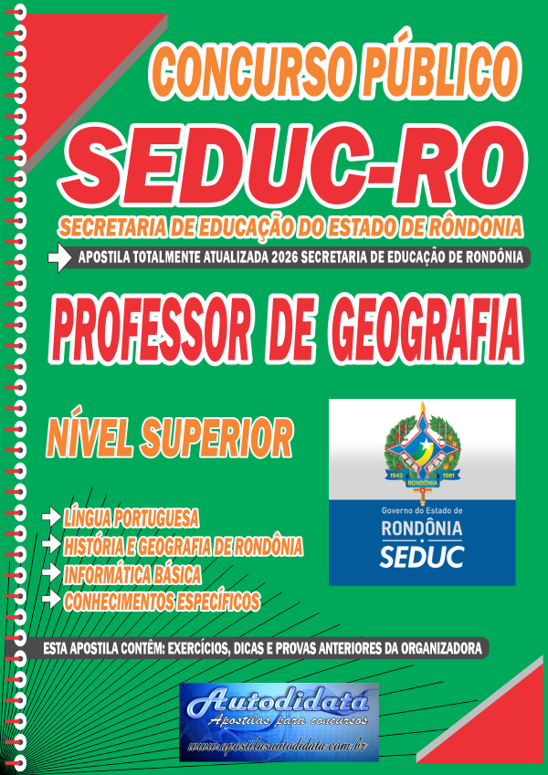 Capa de Apostila concurso SEDUC Rondônia 2026 – Professor de Geografia