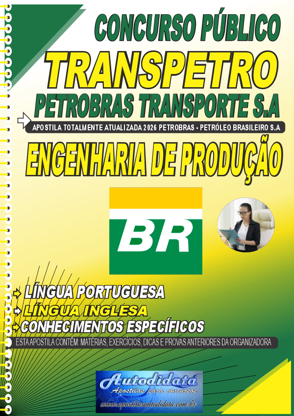 Capa de Apostila concurso Petrobras Transpetro Transporte 2026 Engenharia de Produção
