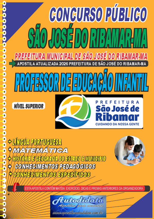 Capa de Apostila concurso São José de Ribamar - MA 2026 - Professor de Educação Infantil