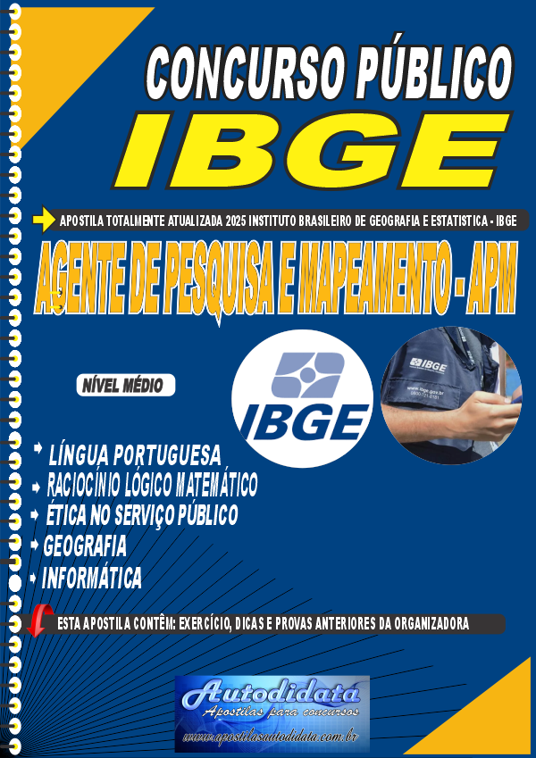 Capa de Apostila concurso do IBGE 2026 - Agente de Pesquisas e Mapeamento APM