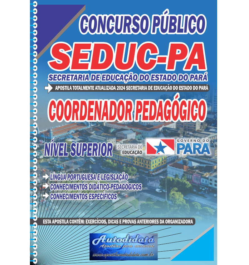 Capa de Apostila Concurso público da SEDUC – PA 2026 – Coordenador Pedagógico