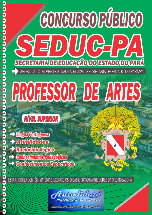 Capa de Apostila concurso da Seduc PA 2026 Secretaria Educação do Pará - Professor de Artes