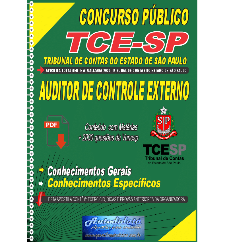 Capa de Apostila concurso Tribunal TCESP - Auditor de Controle Externo