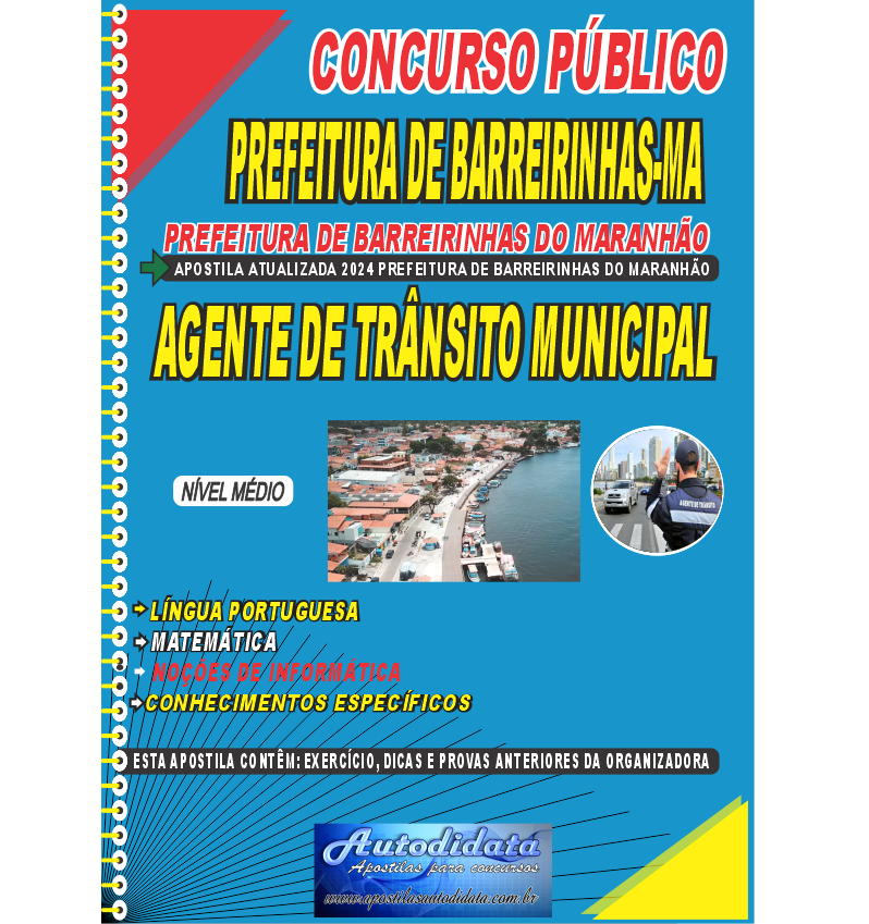 Capa de Apostila concurso de Barreirinhas-MA 2024 – Agente de Trânsito Municipal
