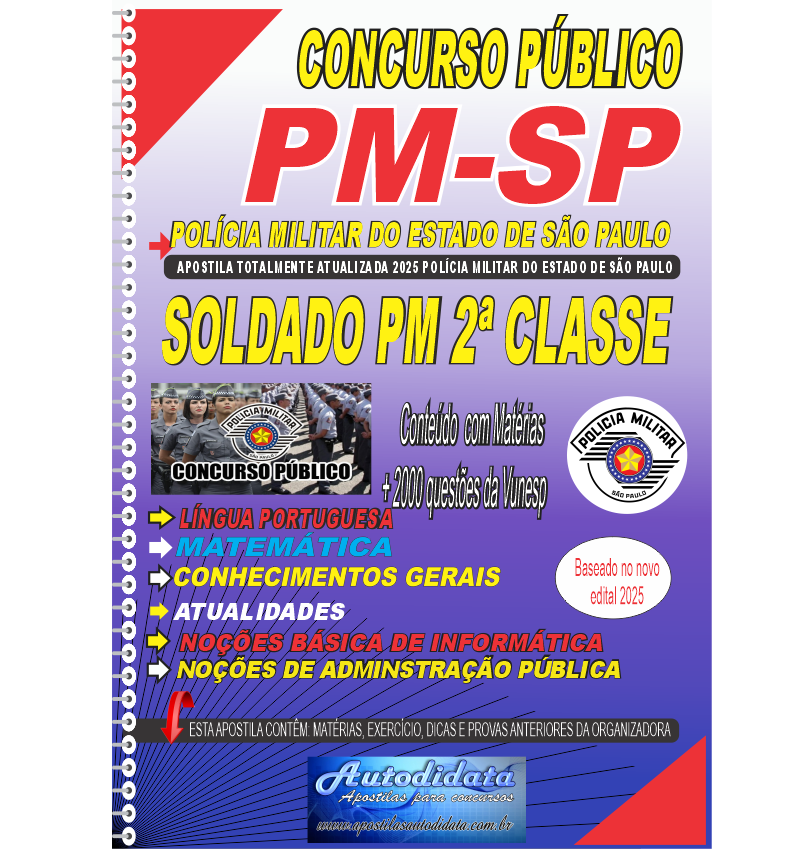 Capa de Apostila concurso da PM-SP 2025 Soldado