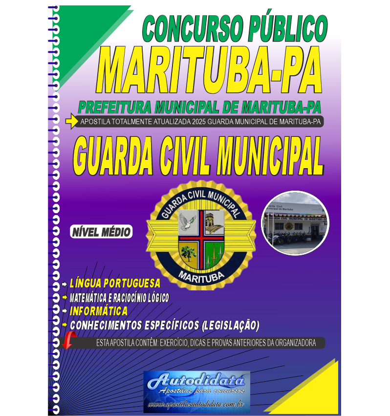 Capa de Apostila concurso de Marituba-PA 2025 - Guarda Civil Municipal