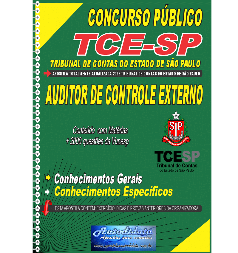 Apostila impressa concurso Tribunal de Contas do Estado de São Paulo TCESP Auditor de Controle Externo