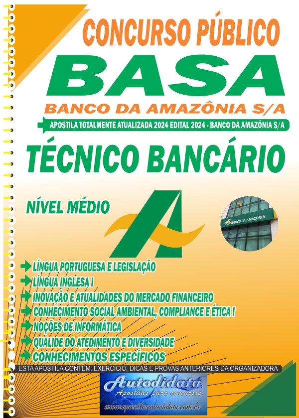 Apostila digital concurso do BASA 2024 - Técnico Bancário
