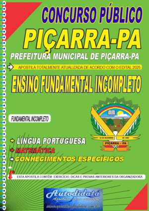 Apostila concurso Prefeitura de Piçarra-PA 2025 - Fundamental Incompleto