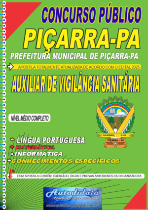 Apostila concurso Prefeitura de Piçarra-PA 2025 - Auxiliar de Vigilância Sanitária