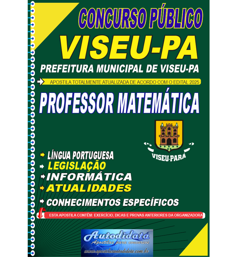 Apostila concurso VISEU-PA 2025 Professor Matemática
