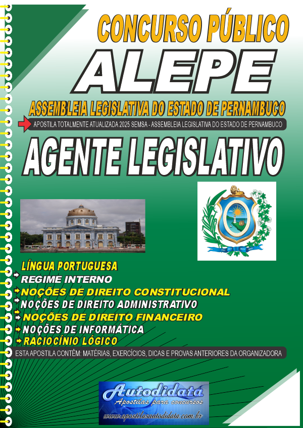 Apostila concurso Assembleia Legislativa Pernambuco 2026 Agente Legislativo