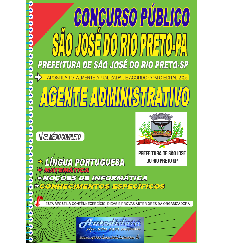 Apostila concurso de São José Rio Preto SP 2025 - Agente Administrativo