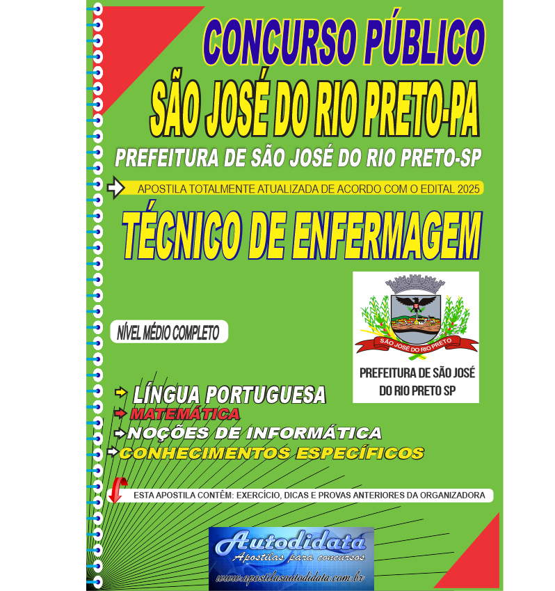 Apostila concurso Prefeitura São José Rio Preto SP 2025 Técnico de Enfermagem