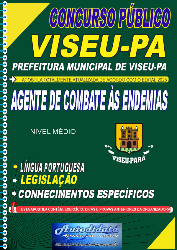 Apostila concurso da Prefeitura de Viseu PA 2025 – Agente de Endemias