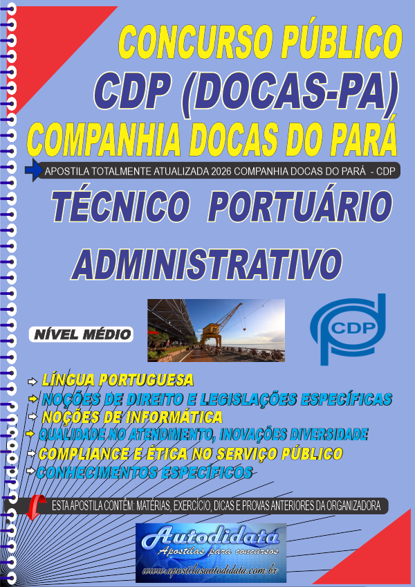 Apostila concurso Companhia Docas do Pará CDP PA 2026 - Técnico Portuário Administrativo